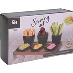 Koopman Serveerplank met 3 hapjes/saus/tapas schaaltjes