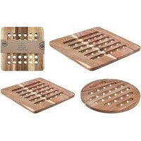 Koopman Onderzetter Acacia 2ass Design (Totaal 4 stuks = 2 ronde + 2 verkante)