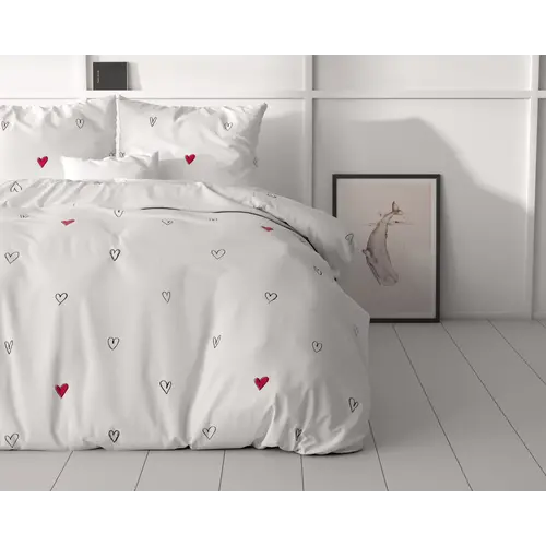 Sleeptime Dekbedovertrek Hearts Everywhere Wit