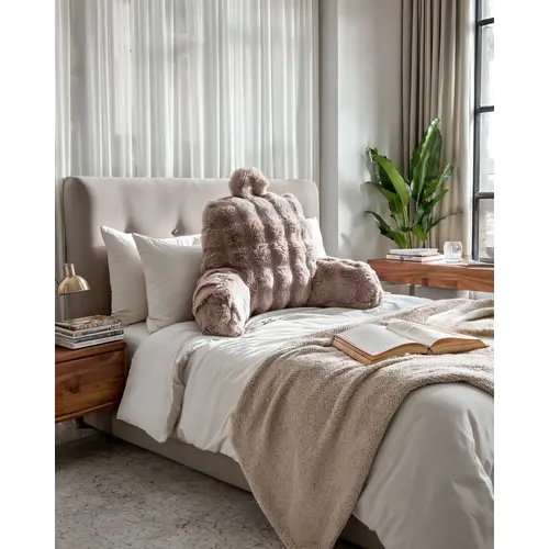 Primaviera DeLuxe Bedrest Pompom Taupe 34 x 50