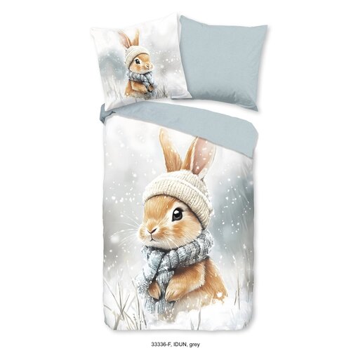 Good morning Dekbedovertrek Idun 140x220 flanel kids nr.33336 grijs