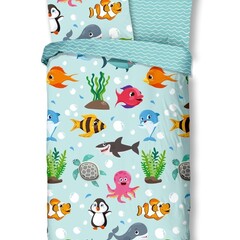 Good morning Dekbedovertrek Sea World 140x220 kids nr.6781 multi