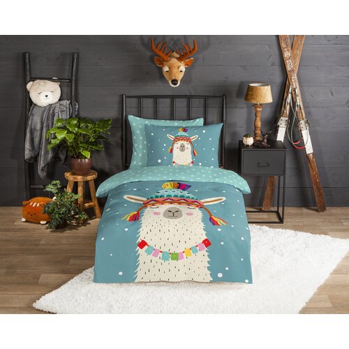 Good morning Dekbedovertrek flanel kids  nr.33383 petrol