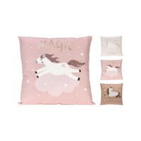 Koopman Kussen Velvet 40x40cm Eenhoorn - Roze