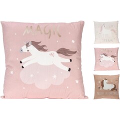 Koopman Kussen Velvet 40x40cm Eenhoorn - Roze