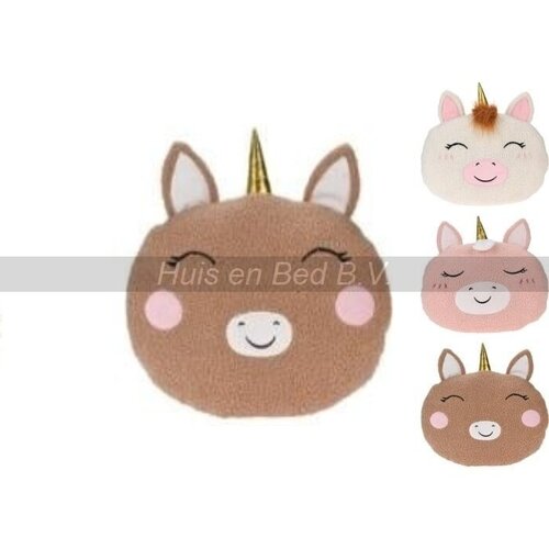 Koopman Kussen Eenhoorn Teddy Dia Cm 3 - Bruin