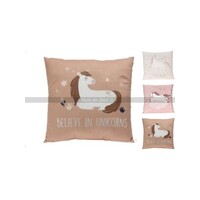 Koopman Kussen Velvet 40x40cm Eenhoorn - Bruin