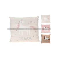 Koopman Kussen Velvet 40x40cm Eenhoorn - Wit