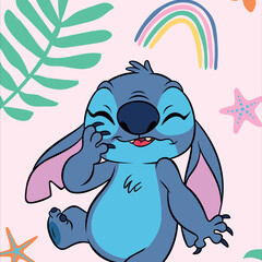 Disney Lilo & Stitch Strandlaken Rainbow - 70 x 140 cm - Katoen