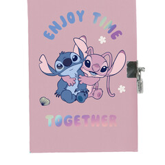 Disney Lilo & Stitch Dagboekje B6 Enjoy Time - gelinieerd - met slot - 12 x 17 x 1 cm