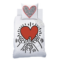 Keith Haring Dekbedovertrek Red Love - 140 x 200 + 63 x 63 cm - Katoen