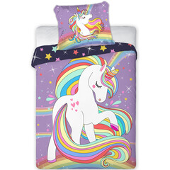 Cuddles BABY / Peuter dekbedovertrek, Unicorn - 100 x 135 cm / 40 x 60 cm - Katoen