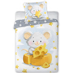 Cuddles BABY / Peuter dekbedovertrek, Mouse - 100 x 135 cm / 40 x 60 cm - Katoen