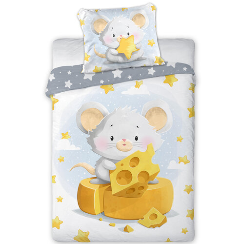 Cuddles BABY / Peuter dekbedovertrek, Mouse - 100 x 135 cm / 40 x 60 cm - Katoen