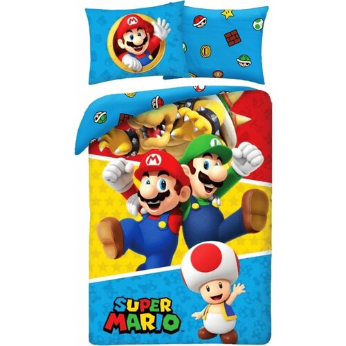 Super Mario Dekbedovertrek, Wow - Eenpersoons - 140 x 200 cm / 70 x 90 cm - Katoen