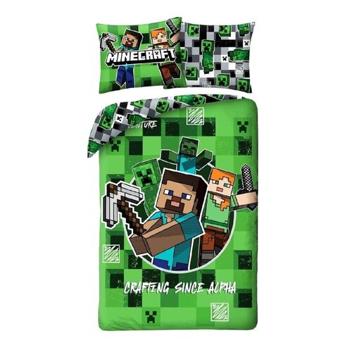 Minecraft Dekbedovertrek, Crafting - Eenpersoons - 140 x 200 + 70 x 90 cm - Polyester