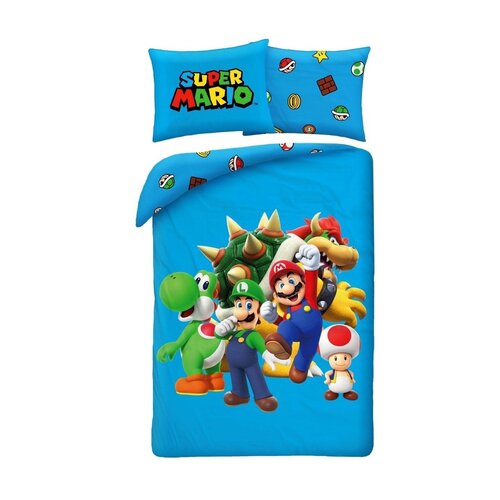 Super Mario Dekbedovertrek Squad - Eenpersoons - 140 x 200 + 70 x 90 cm - Polyester