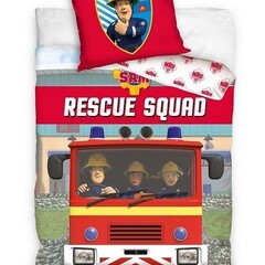 Brandweerman Sam Dekbedovertrek, Rescue Squad - Eenpersoons - 140 x 200 + 60 x 70 cm - Katoen