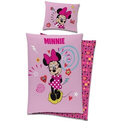 Disney Minnie Mouse Dekbedovertrek, Pretty Pink - Eenpersoons - 140 x 200 + 60 x 70 cm - Katoen
