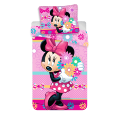 Disney Minnie Mouse Dekbedovertrek Flowers - Eenpersoons - 140 x 200 cm  - Katoen