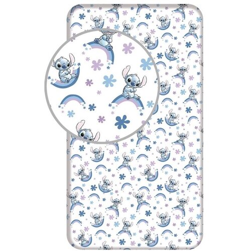 Disney Lilo & Stitch Hoeslaken Rainbow - Eenpersoons - 90 x 200 cm - Katoen