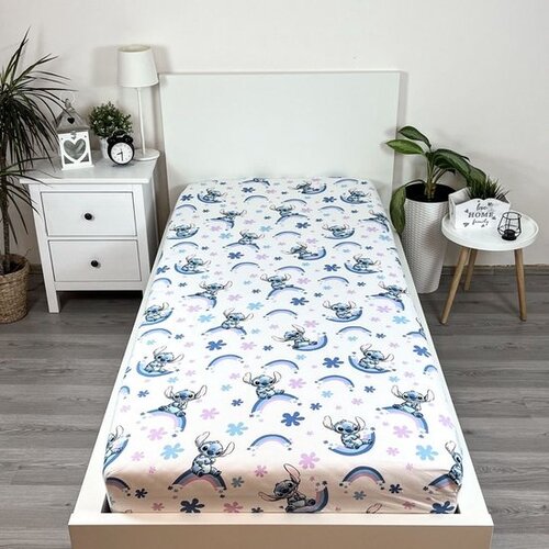 Disney Lilo & Stitch Hoeslaken Rainbow - Eenpersoons - 90 x 200 cm - Katoen