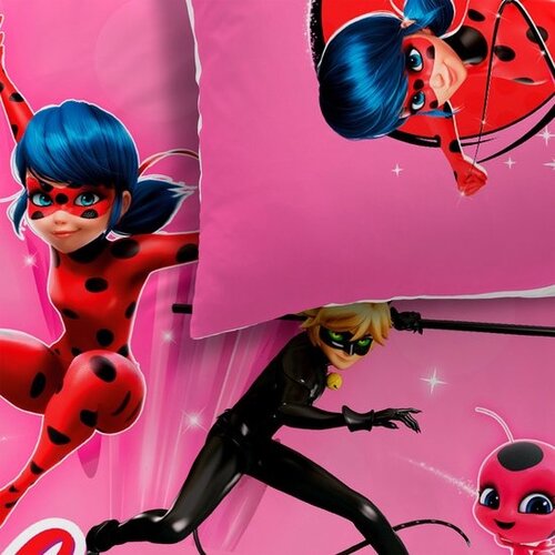 Miraculous Dekbedovertrek, Supergirl- Eenpersoons - 140 x 200 + 63 x 63 cm - Katoen