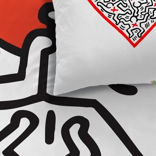 Keith Haring Dekbedovertrek Red Love - 140 x 200 + 63 x 63 cm - Katoen