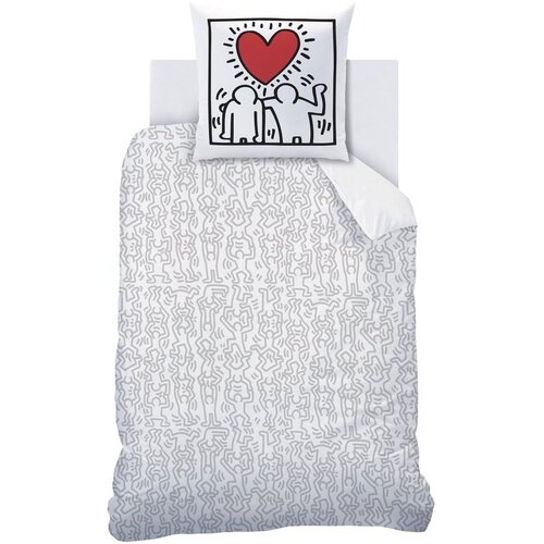 Keith Haring Dekbedovertrek Red Love - 140 x 200 + 63 x 63 cm - Katoen