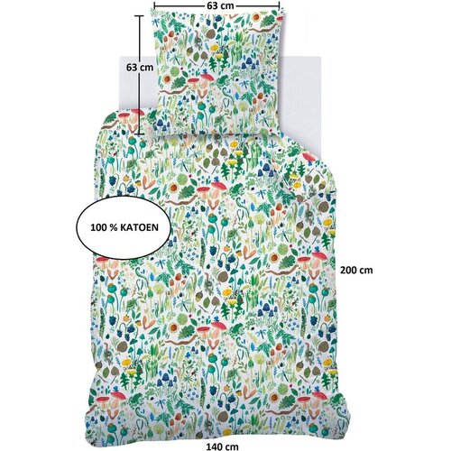 Wee Blue Bell Dekbedovertrek Fauna Flora - 140 x 200 + 63 x 63 cm - Katoen