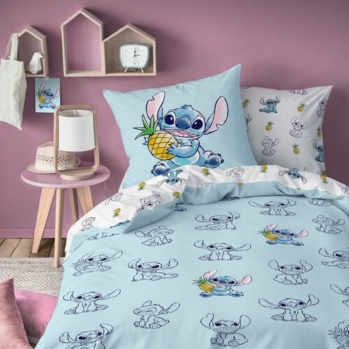 Disney Lilo & Stitch Dekbedovertrek, Ananas - Eenpersoons - 140 x 200 + 63 x 63 cm - Katoen