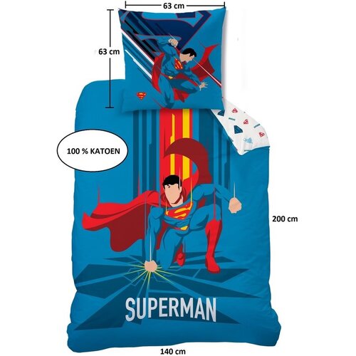 Superman Dekbedovertrek Supera - 140 x 200 + 63 x 63 cm - Katoen