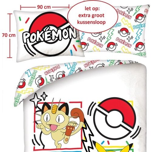 Pokemon Dekbedovertrek, Meowth - Eenpersoons - 140 x 200 + 70 x 90 cm - Polyester