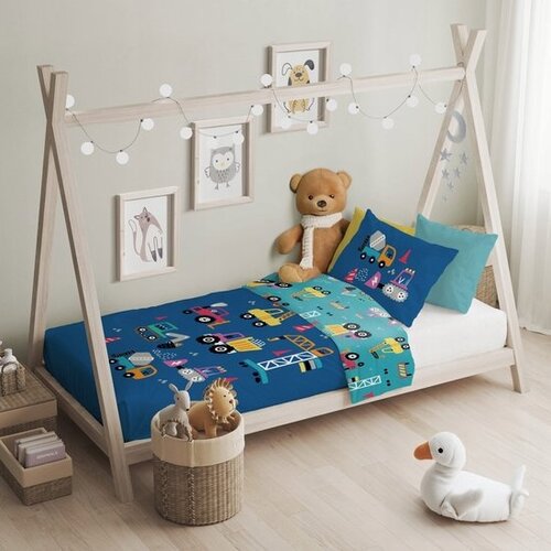 Cuddles BABY / Peuter dekbedovertrek, Auto- 100 x 135 cm / 40 x 60 cm - Katoen