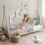 Cuddles BABY / Peuter dekbedovertrek, Beer - 100 x 135 cm / 40 x 60 cm - Katoen