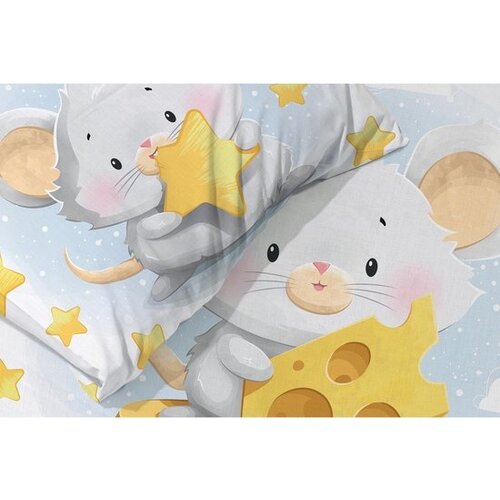 Cuddles BABY / Peuter dekbedovertrek, Mouse - 100 x 135 cm / 40 x 60 cm - Katoen
