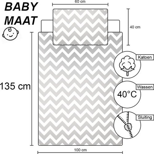 BABY Dekbedovertrek, Party-Tastic - 100 x 135 cm + 60 x 40 cm - Katoen