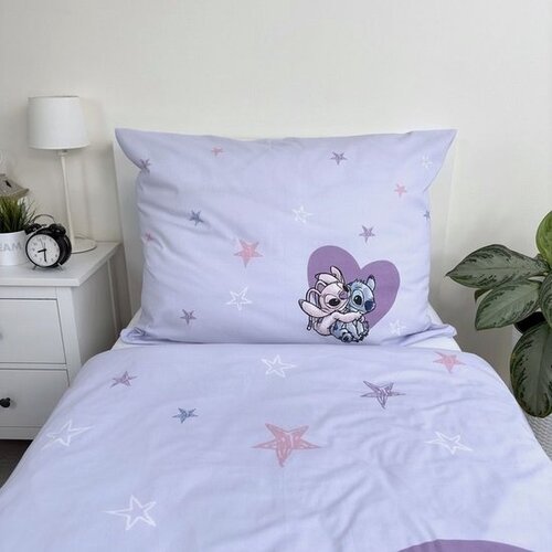 Disney Lilo & Stitch Dekbedovertrek Hart - Eenpersoons - 140 x 200 cm  - Katoen