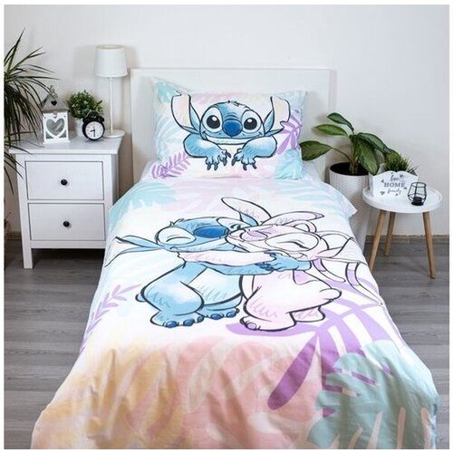Disney Lilo & Stitch Dekbedovertrek, Leaves - Eenpersoons - 140 x 200 cm / 60 x 80 cm - Katoen
