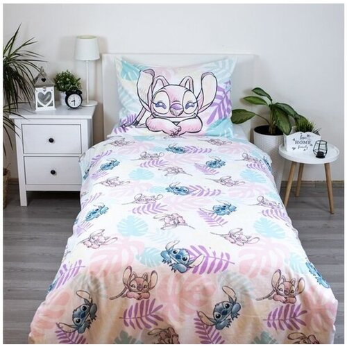 Disney Lilo & Stitch Dekbedovertrek, Leaves - Eenpersoons - 140 x 200 cm / 60 x 80 cm - Katoen