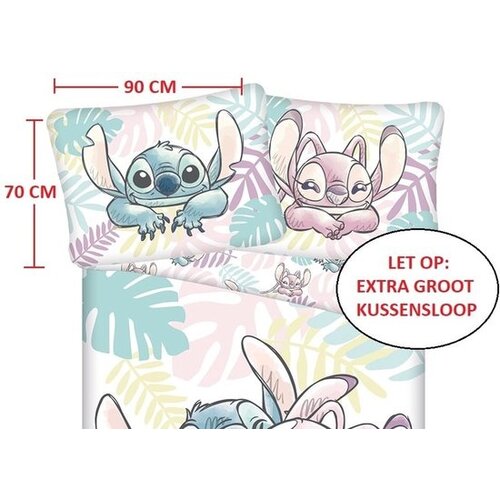 Disney Lilo & Stitch Dekbedovertrek, Leaves - Eenpersoons - 140 x 200 cm / 70 x 90 cm - Katoen