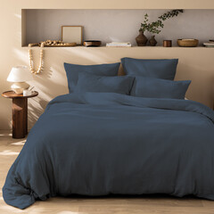 Matt & Rose Dekbedovertrek Pauw Blauw - Mousseline Katoen