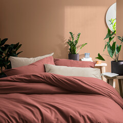 Matt & Rose Dekbedovertrek Terracotta - Gewassen katoen