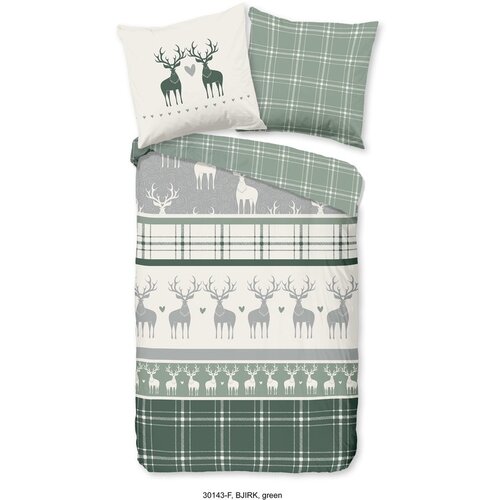 Good morning Bettbezug (Deutsche Version) Bjirk - flanel nr.30143 groen