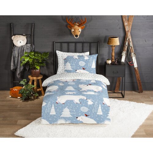 Good morning Dekbedovertrek - (Let op - Met extra grote sloop 70x90cm) Northpole - flanel no.30103 blauw
