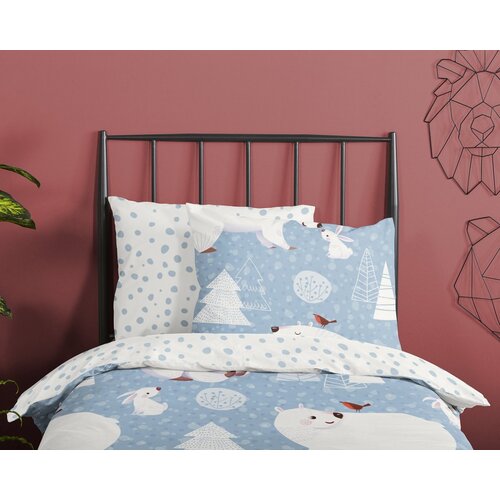 Good morning Dekbedovertrek - (Let op - Met extra grote sloop 70x90cm) Northpole - flanel no.30103 blauw