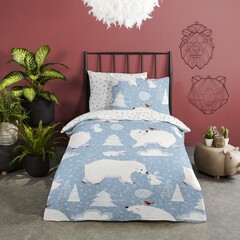 Good morning Dekbedovertrek - (Let op - Met extra grote sloop 70x90cm) Northpole - flanel no.30103 blauw