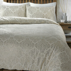 Sleeptime Dekbedovertrek Glamour Flanel Art Foil Creme