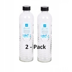 Koopman 2 Pack - Elegante glazen fles  1L zilveren dop