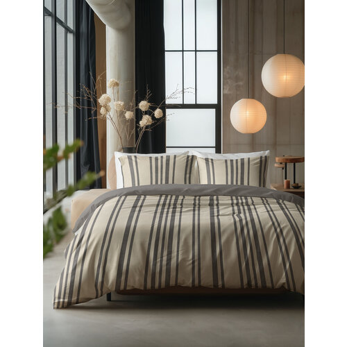 Sleeptime Dekbedovertrek Linear Linen Zand - 100% katoen